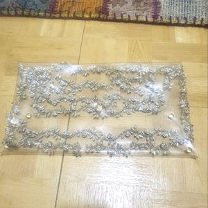 Purse with silver color roses details handmade